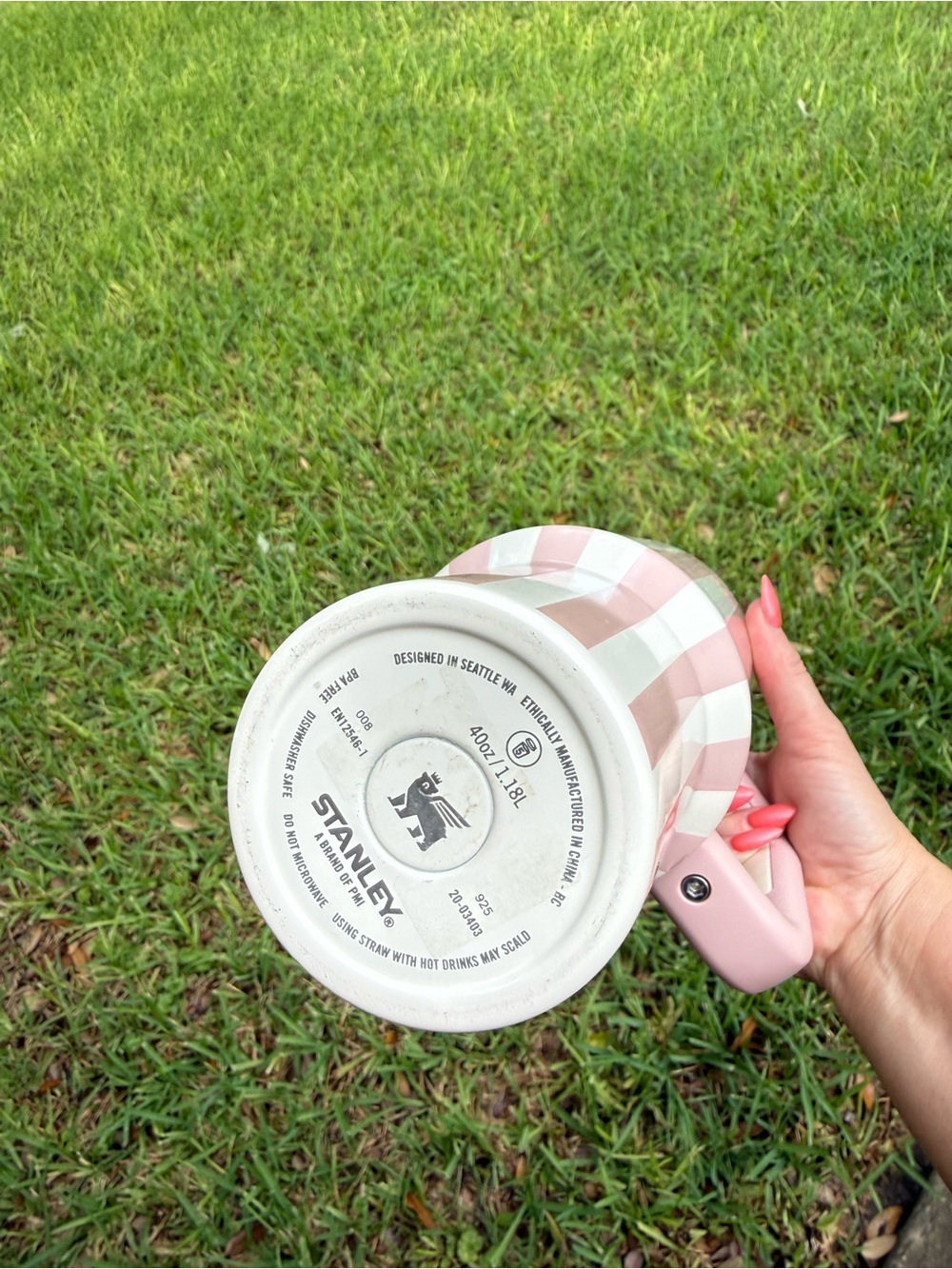 40oz Stanley Oasis Pink and White Striped - Picture 5 of 5